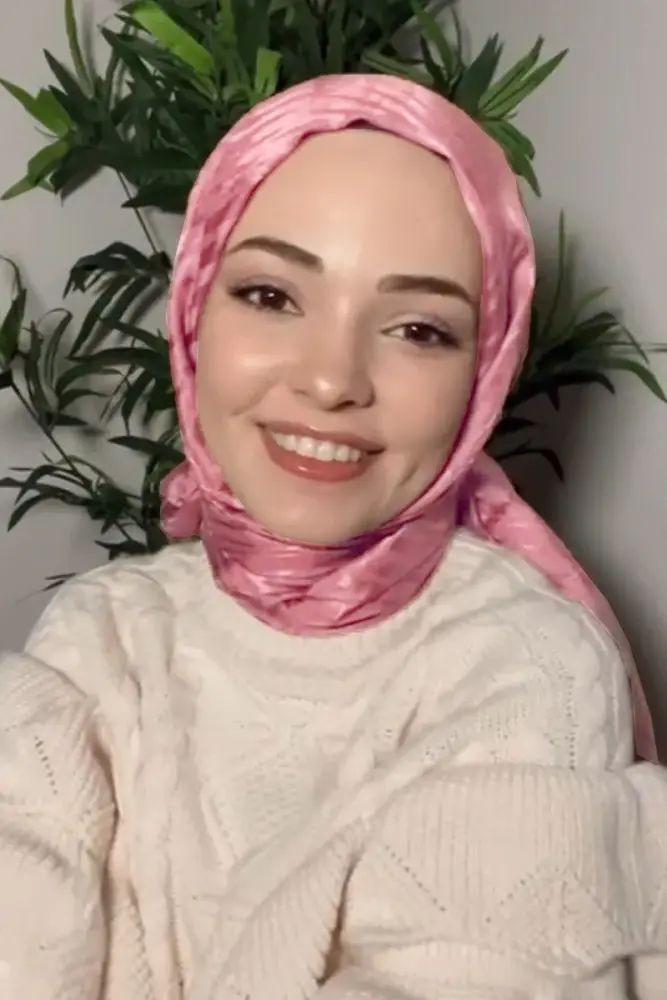 Silky Jacquard Italian Hijab Zigzag Pattern - Sweet Pink - 1
