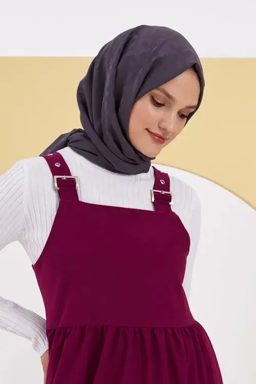 Silky Jacquard Lara Hijab Block Pattern - Anthracite - 4