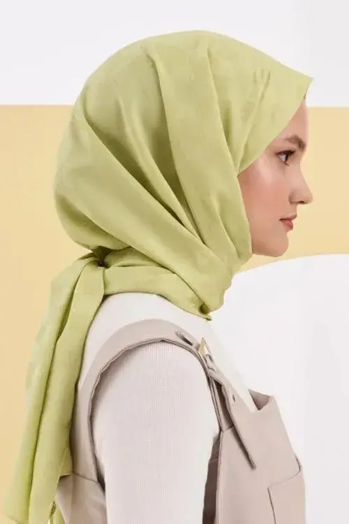 Silky Jacquard Lara Hijab Checker Pattern - Lime - 2