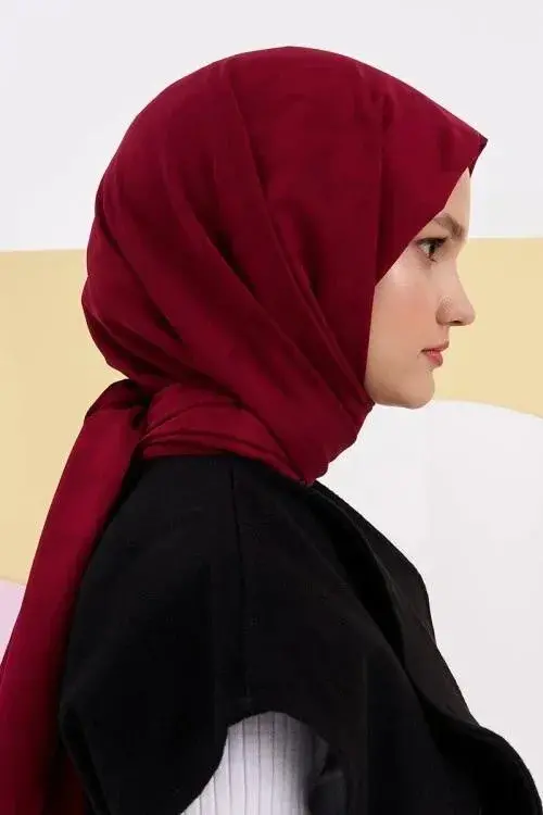 Silky Jacquard Lara Hijab Crowbar Pattern - Red - 4