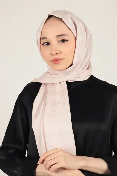 Silky Jacquard Lara Hijab Crowbar Pattern - Nude - 1