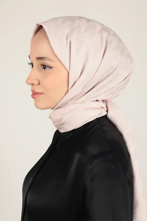 Silky Jacquard Lara Hijab Crowbar Pattern - Nude - 4