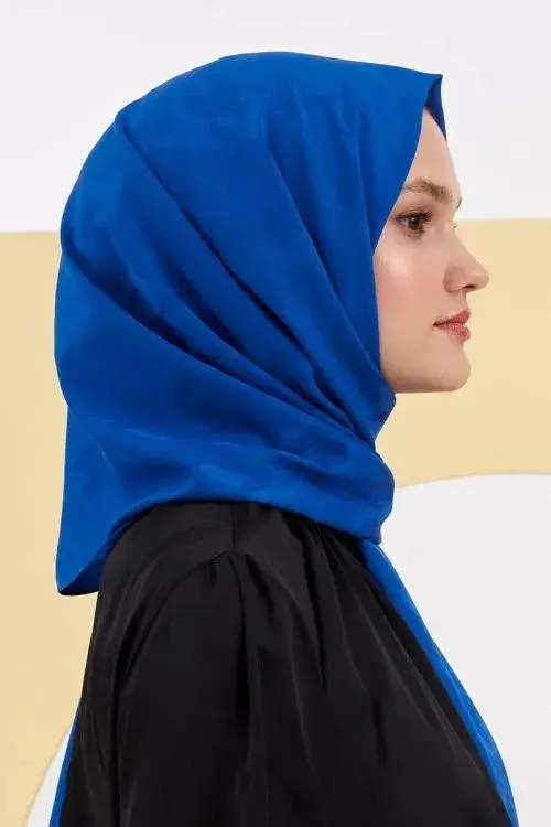 Silky Jacquard Lara Hijab Crowbar Pattern - Sax - 3