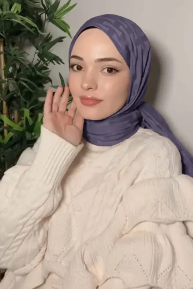 Silky Jacquard Lara Hijab Vectorial Pattern - Anthracite - 1
