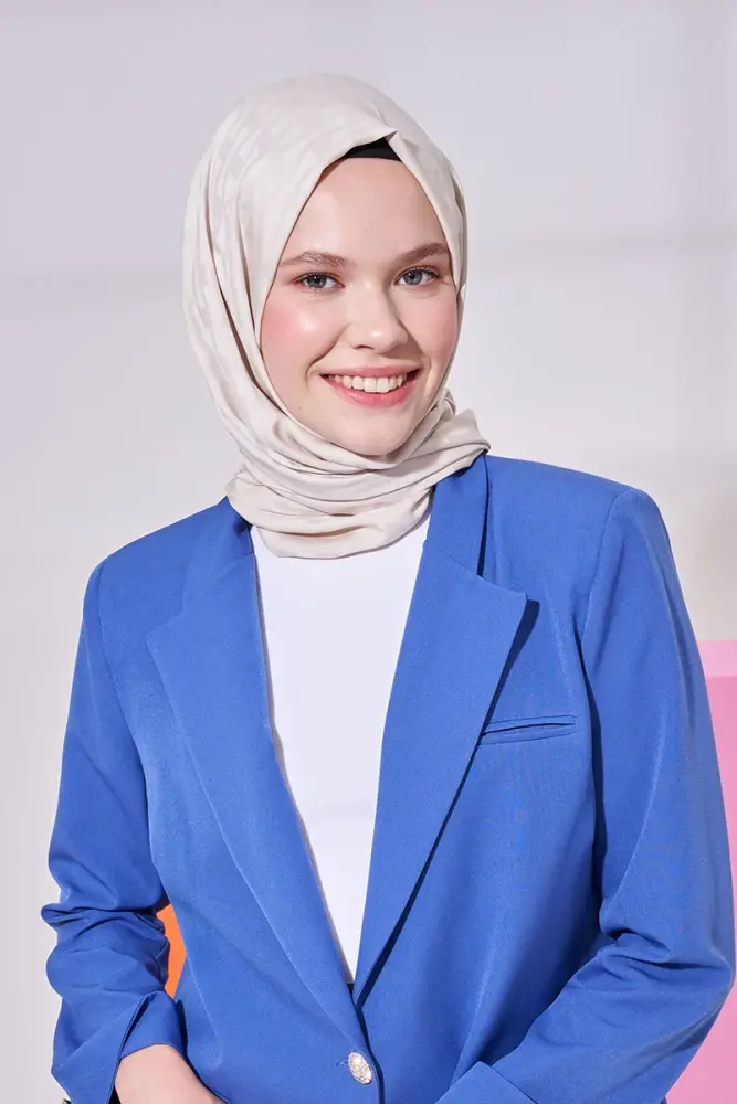 Silky Jacquard Lara Hijab Vectorial Pattern - Beige - 1