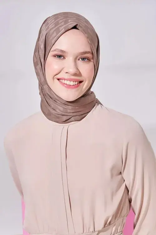Silky Jacquard Lara Hijab Vectorial Pattern - Mink - 4