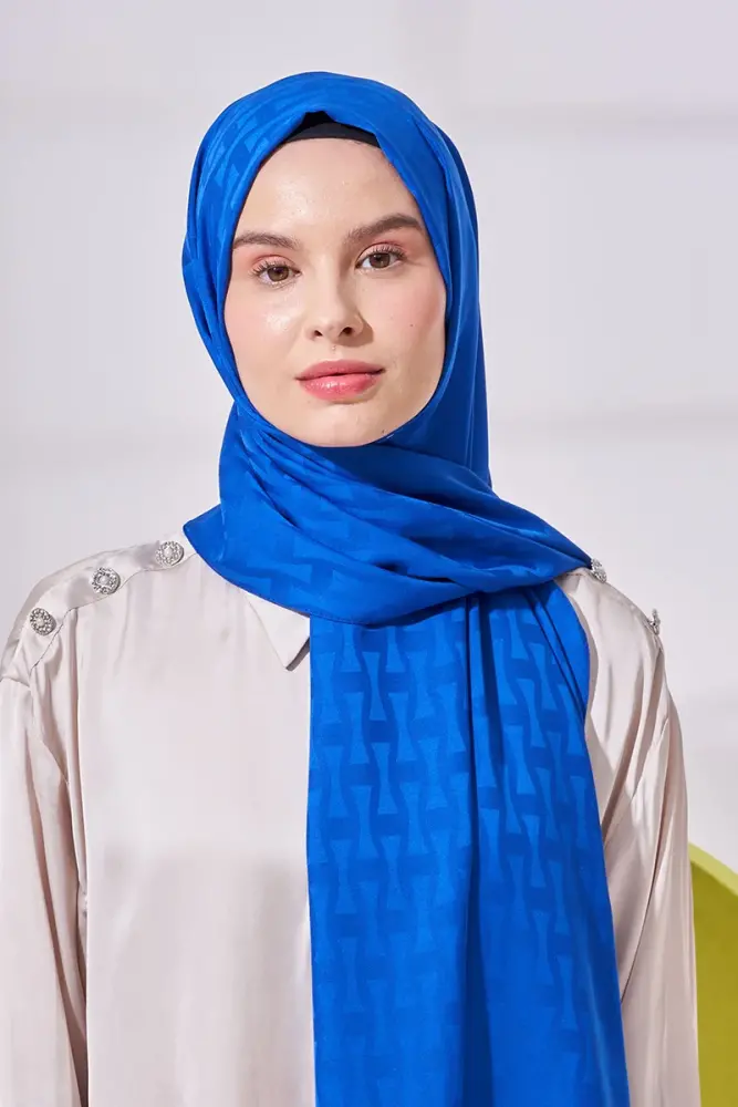 Silky Jacquard Lara Hijab Vectorial Pattern - Sax - 4