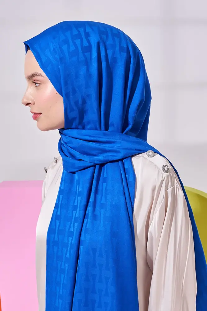 Silky Jacquard Lara Hijab Vectorial Pattern - Sax - 3