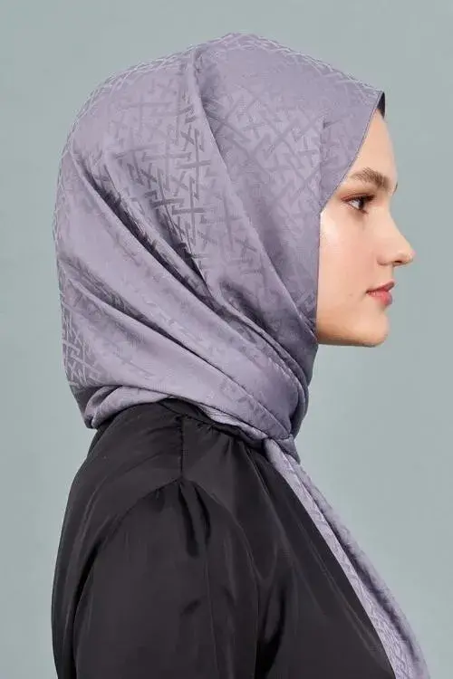 Silky Jacquard Note Hijab Elliptick Pattern - Anthracite - 2
