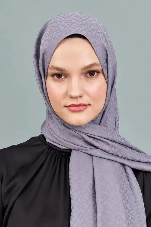 Silky Jacquard Note Hijab Elliptick Pattern - Anthracite - 3
