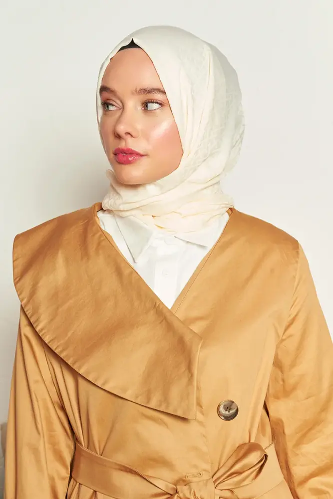 Silky Jacquard Note Hijab Elliptick Pattern - Nude - 2