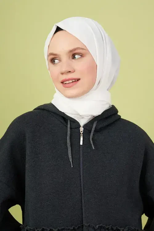 Taşlanmış Pamuk Şal - Beyaz - MADAME POLO