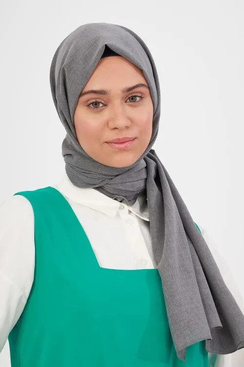 Taşlanmış Pamuk Şal - Füme - 2