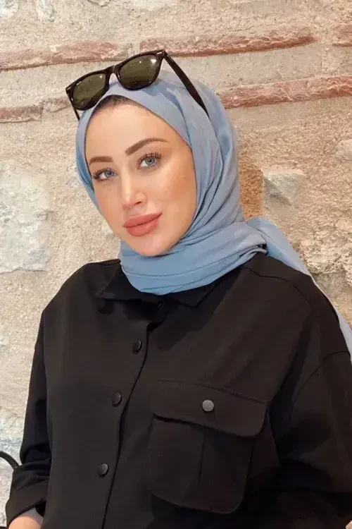Seda Aydın Taşlanmış Pamuk Şal - İndigo 