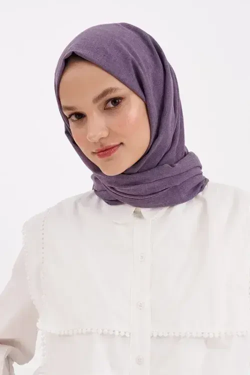 Taşlanmış Pamuk Şal - Leylak - MADAME POLO