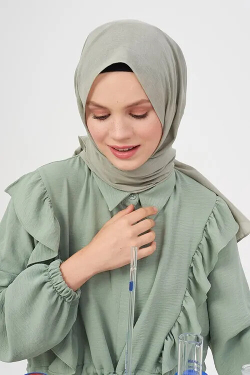Taşlanmış Pamuk Şal - Mint - 2