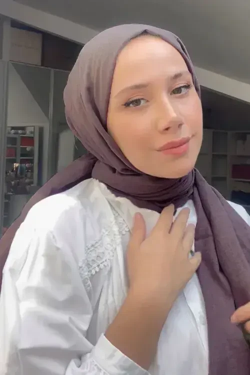 Feyza Hakyemez Taşlanmış Pamuk Şal - Mor 