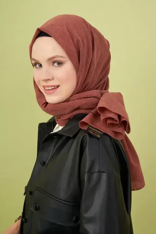 Taşlanmış Pamuk Şal - Taba - 1