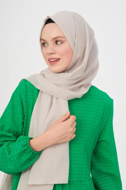 Taşlanmış Pamuk Şal - Taş - MADAME POLO