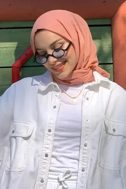 Sümeyye Tural Taşlanmış Pamuk Şal - Yavruağzı 