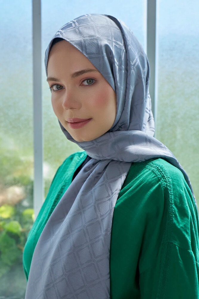 Timeless Koleksiyonu Kare Desen - Gri - MADAME POLO