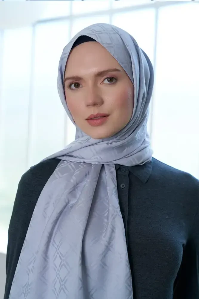 Timeless Koleksiyonu Kare Desen - Gümüş - MADAME POLO