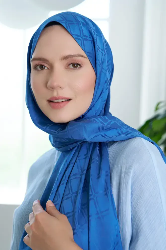 Timeless Koleksiyonu Kare Desen - İndigo - 6
