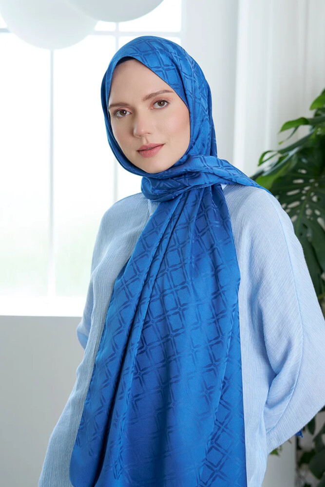 Timeless Koleksiyonu Kare Desen - İndigo - MADAME POLO