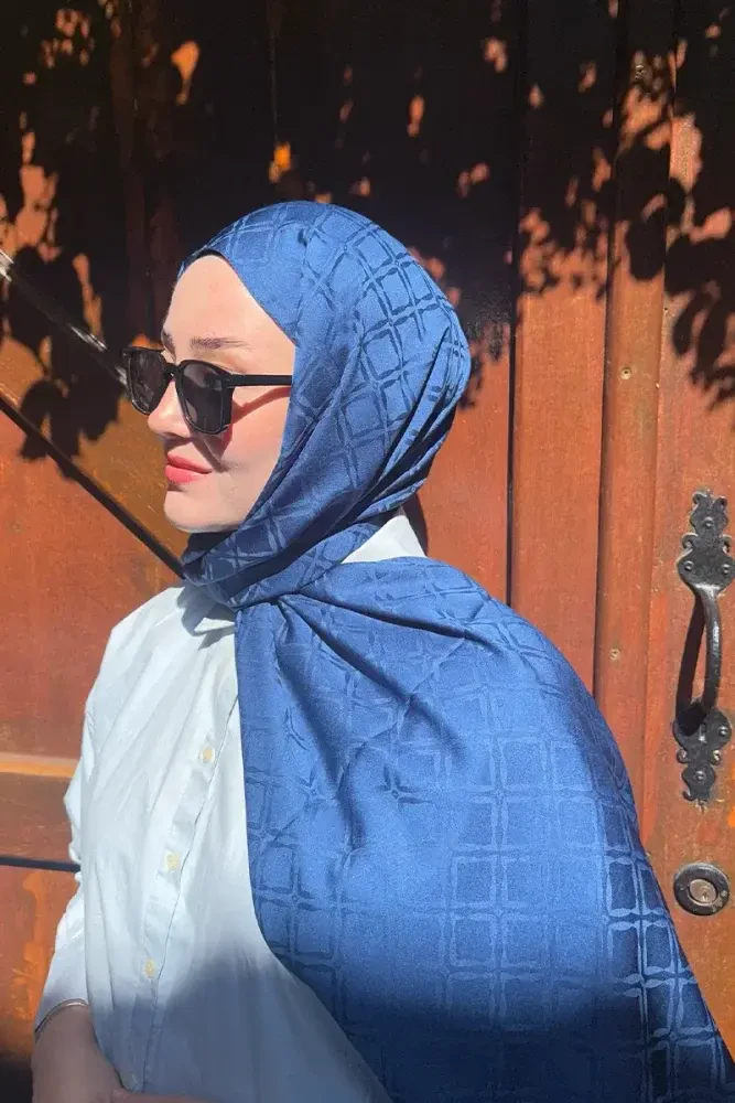 Timeless Koleksiyonu Kare Desen - İndigo - 1