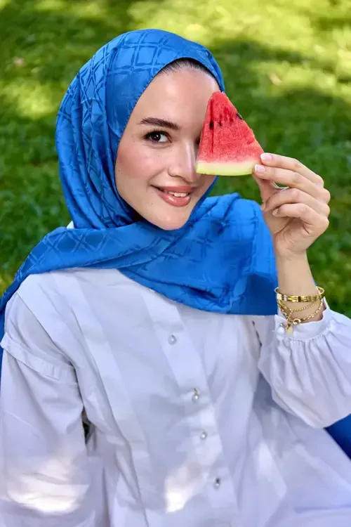 Timeless Koleksiyonu Kare Desen - İndigo 