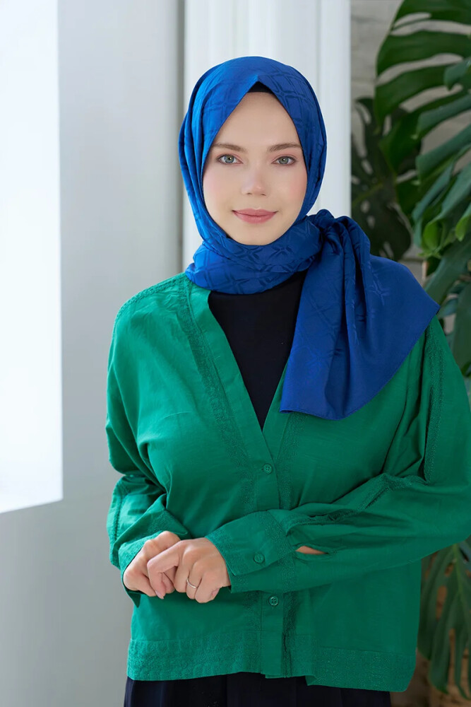 Timeless Koleksiyonu Kare Desen - Mavi - MADAME POLO