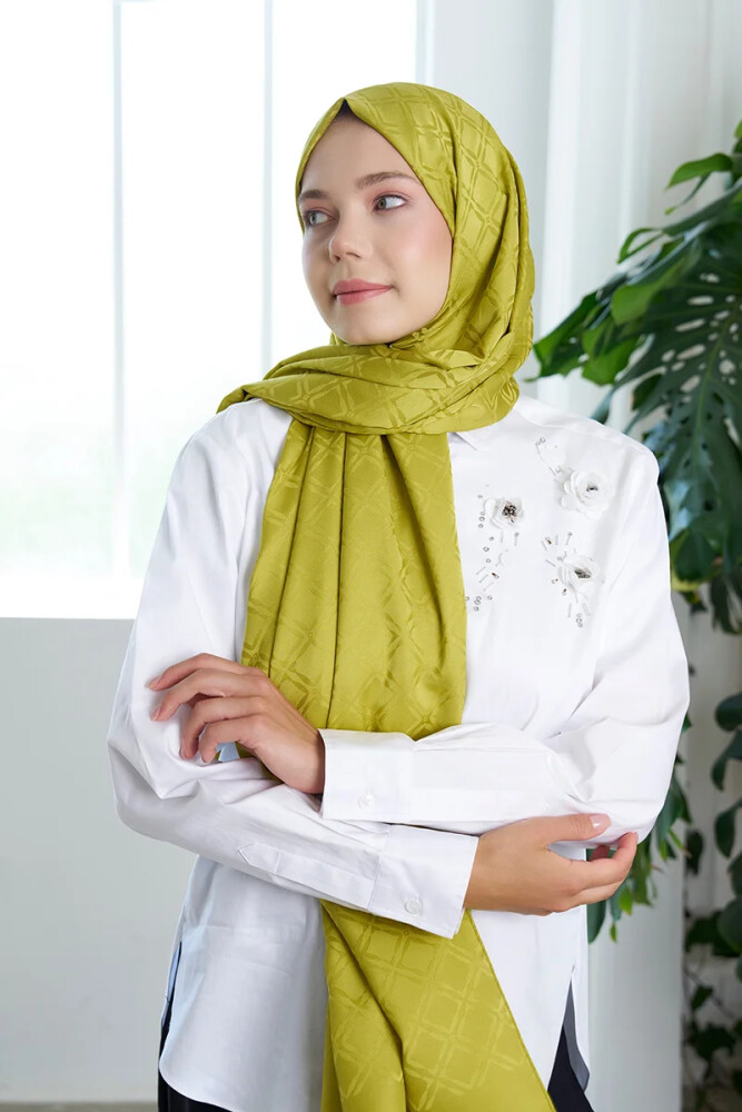 Timeless Koleksiyonu Kare Desen - Olive - MADAME POLO