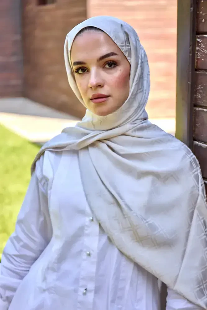 Timeless Koleksiyonu Kare Desen - Taş - MADAME POLO