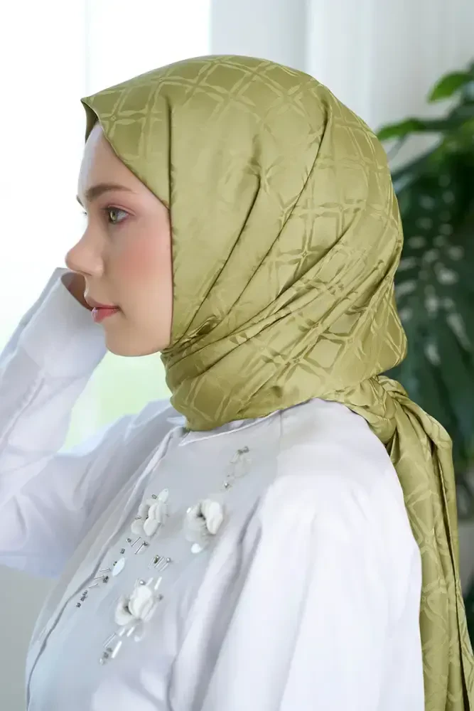 Timeless Koleksiyonu Kare Desen - Yağ Yeşili - MADAME POLO