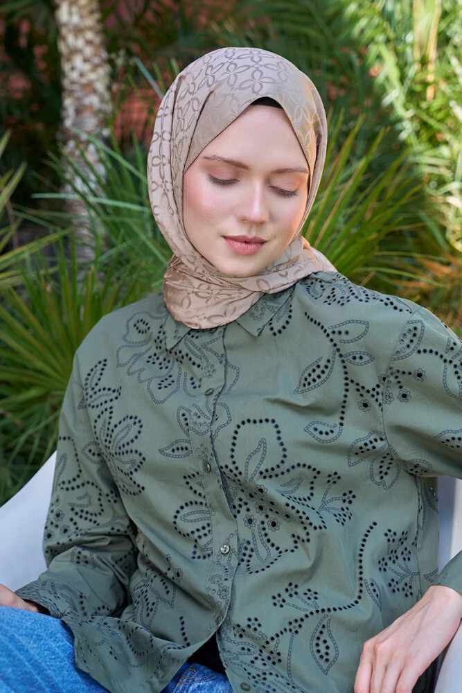 Timeless Koleksiyonu Yonca Desen - Bej - MADAME POLO