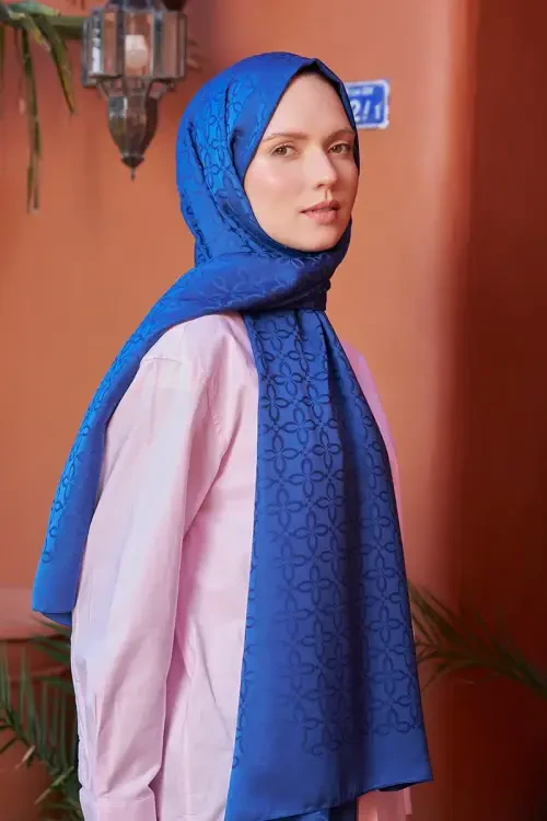 Timeless Koleksiyonu Yonca Desen - İndigo 