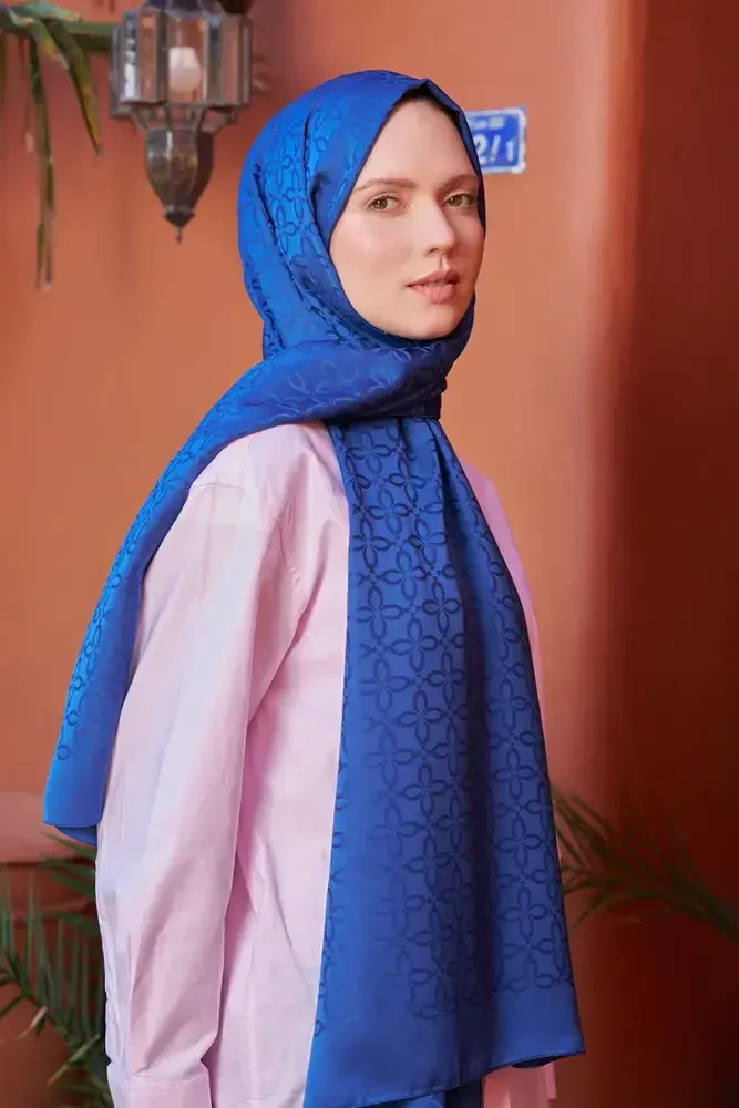 Timeless Koleksiyonu Yonca Desen - İndigo - 1