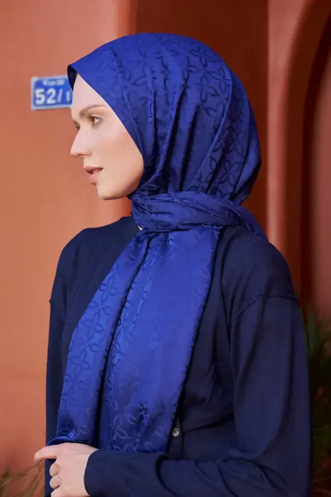 Timeless Koleksiyonu Yonca Desen - Lacivert - MADAME POLO