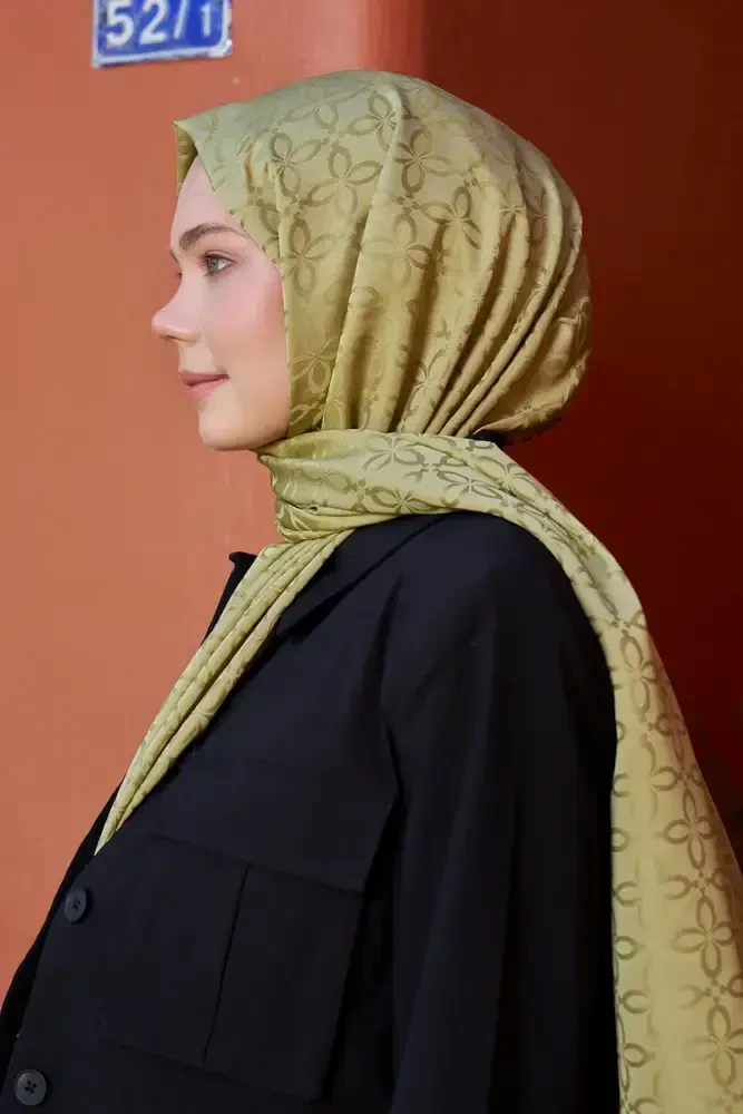 Timeless Koleksiyonu Yonca Desen - Yağ Yeşili - MADAME POLO