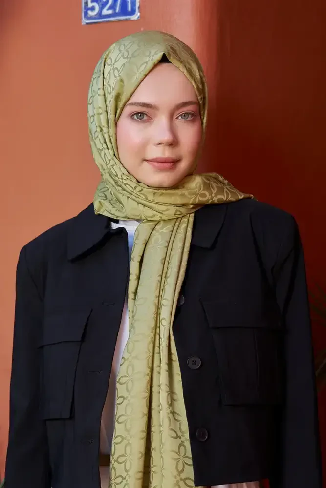 Timeless Koleksiyonu Yonca Desen - Yağ Yeşili - MADAME POLO